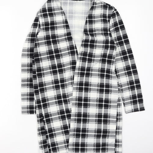 SheIn Girls Black V-Neck Plaid Viscose Cardigan Jumper Size 11-12 Years