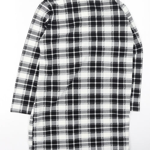 SheIn Girls Black V-Neck Plaid Viscose Cardigan Jumper Size 11-12 Years