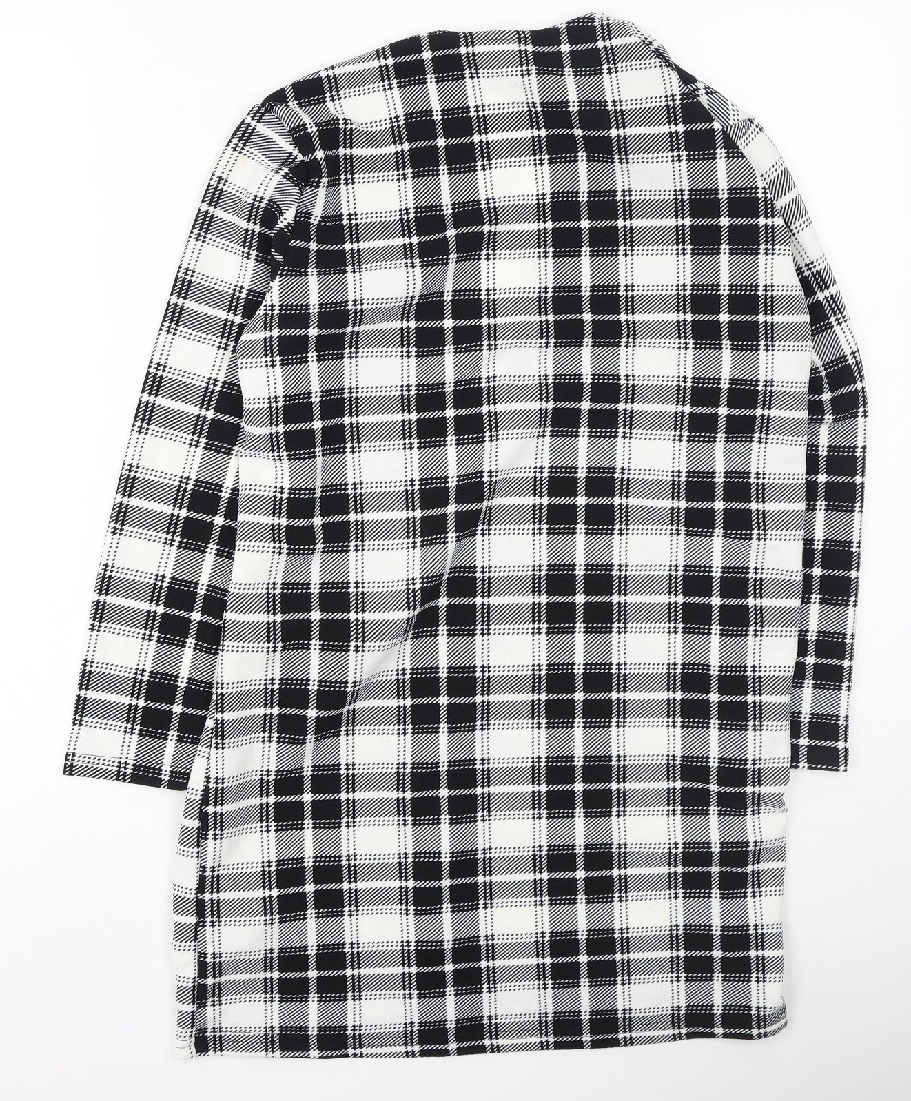 SheIn Girls Black V-Neck Plaid Viscose Cardigan Jumper Size 11-12 Years