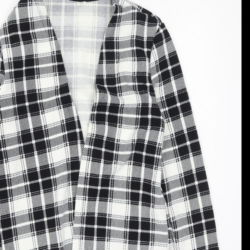 SheIn Girls Black V-Neck Plaid Viscose Cardigan Jumper Size 11-12 Years