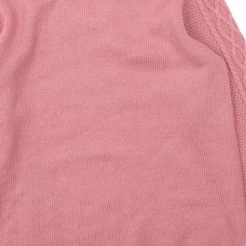 isle Womens Pink V-Neck  Acrylic Pullover Jumper Size M
