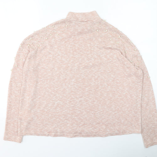 H&M Womens Pink Round Neck  Polyester Pullover Jumper Size M