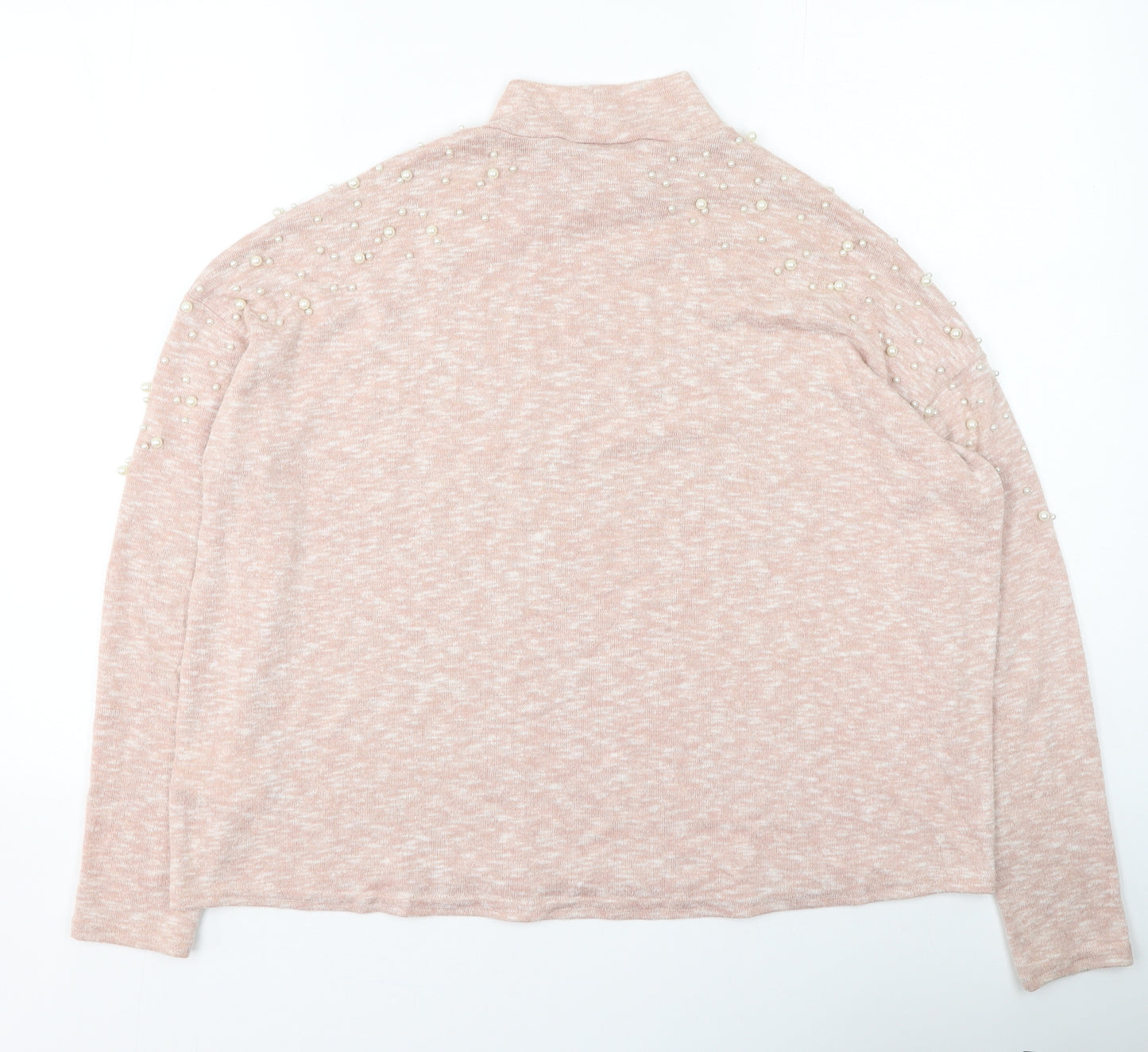 H&M Womens Pink Round Neck  Polyester Pullover Jumper Size M