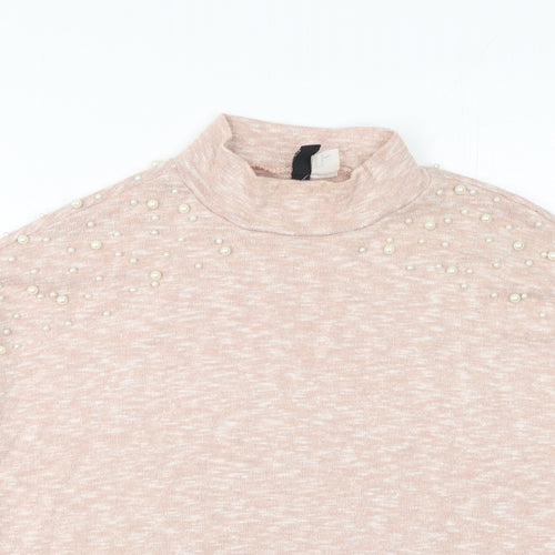 H&M Womens Pink Round Neck  Polyester Pullover Jumper Size M