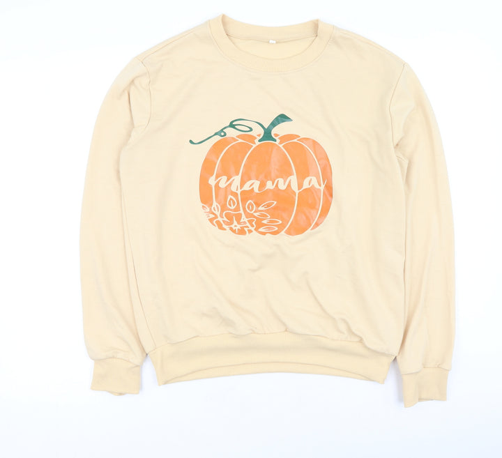 Preworn Womens Orange  Cotton Pullover Sweatshirt Size S