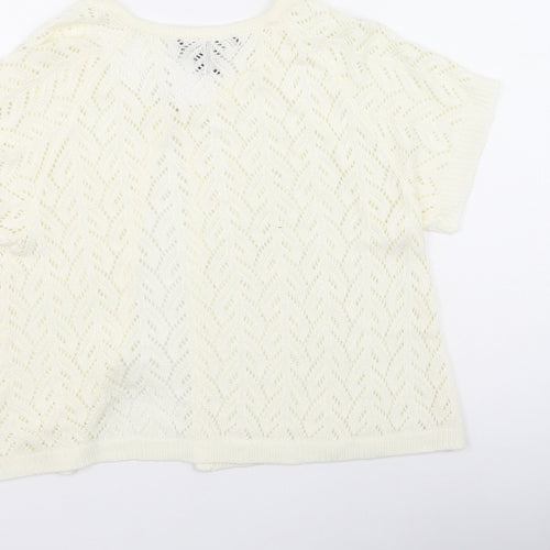 Nina Leonard Womens Ivory Round Neck  Acrylic Cardigan Jumper Size L