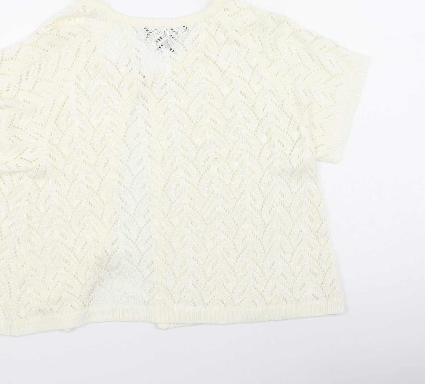 Nina Leonard Womens Ivory Round Neck  Acrylic Cardigan Jumper Size L