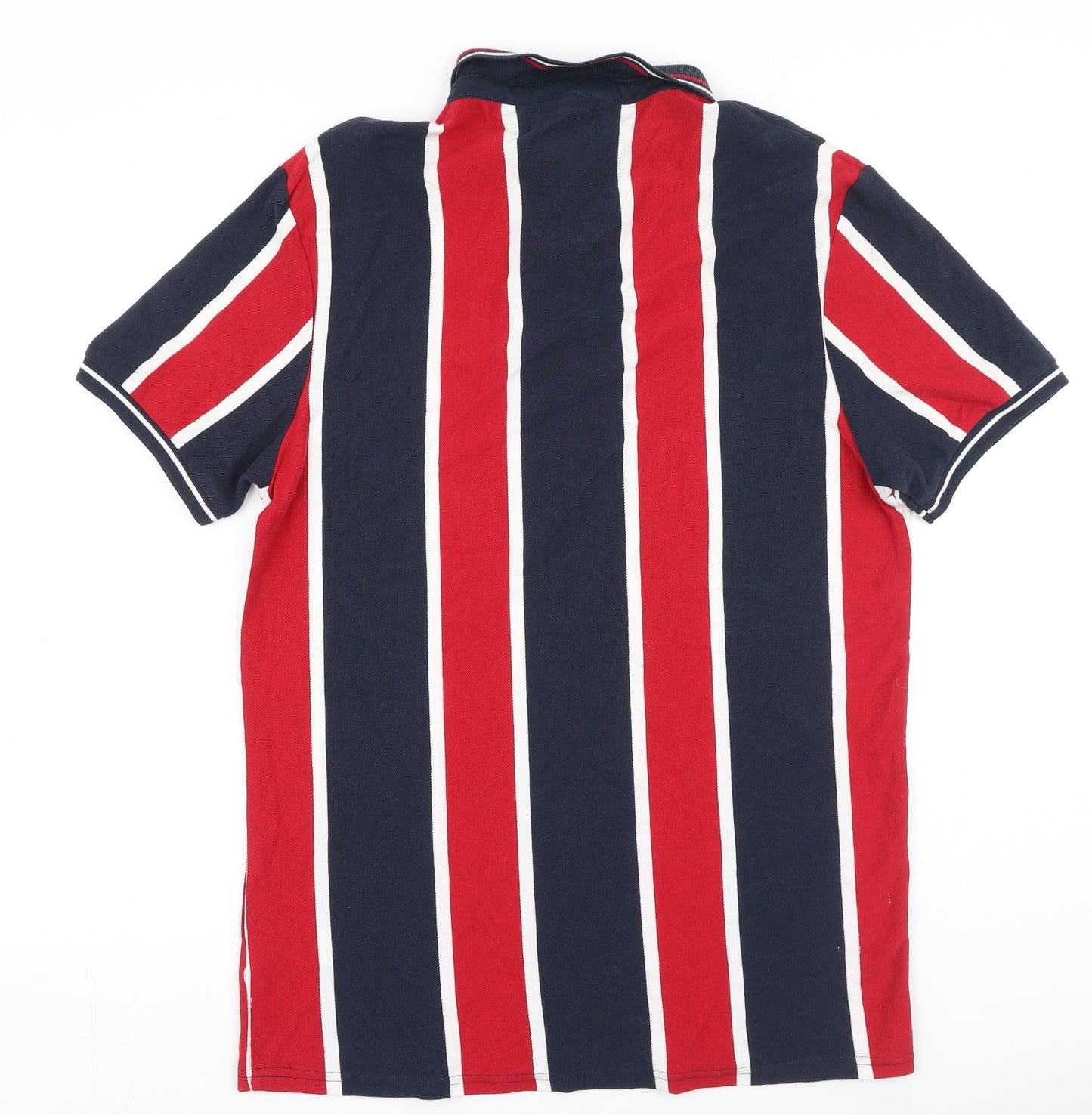 Primark Mens Red Striped Cotton  Polo Size L Collared