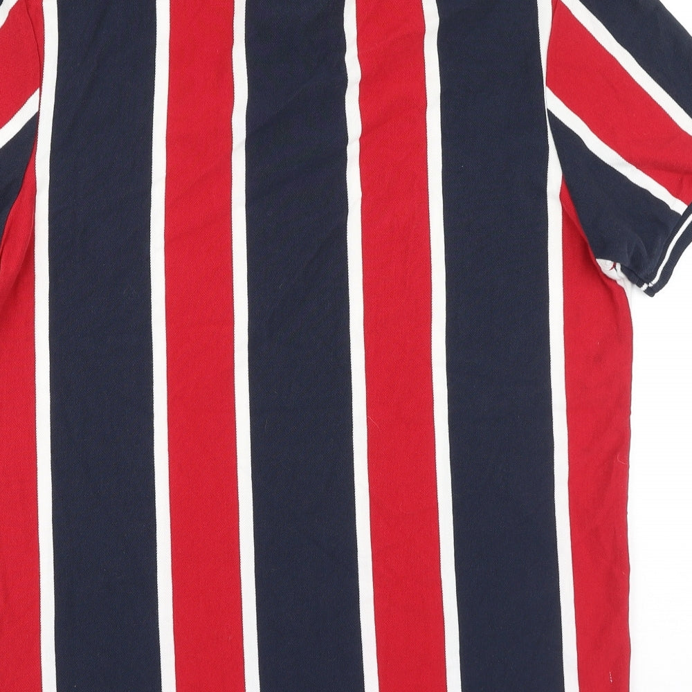 Primark Mens Red Striped Cotton  Polo Size L Collared