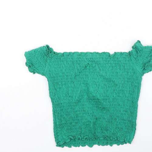 Stradivarius Womens Green  Polyester Basic T-Shirt Size M Off the Shoulder