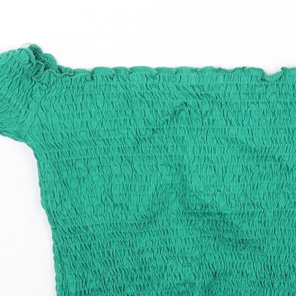 Stradivarius Womens Green  Polyester Basic T-Shirt Size M Off the Shoulder