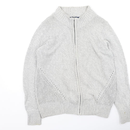 hle Mens Grey High Neck  Cotton Full Zip Jumper Size M