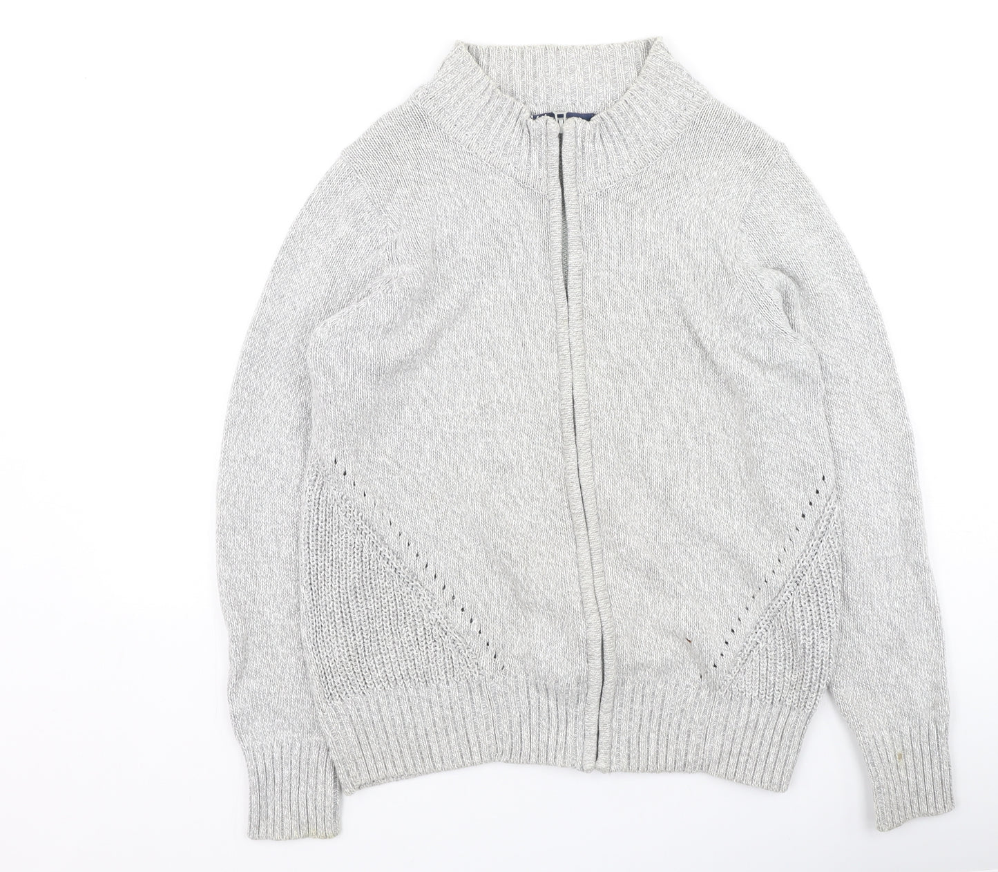 hle Mens Grey High Neck  Cotton Full Zip Jumper Size M