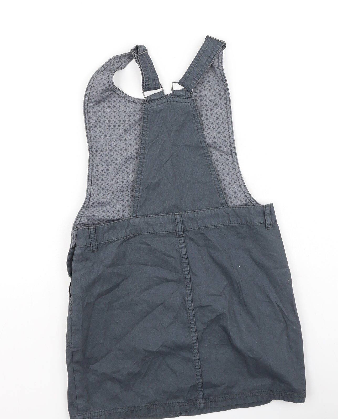 coccoo Girls Grey  Cotton Pinafore/Dungaree Dress  Size 9-10 Years  Square Neck