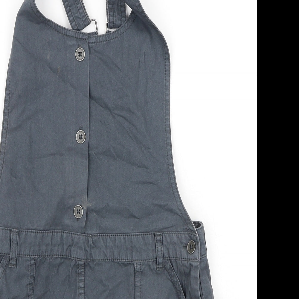 coccoo Girls Grey  Cotton Pinafore/Dungaree Dress  Size 9-10 Years  Square Neck