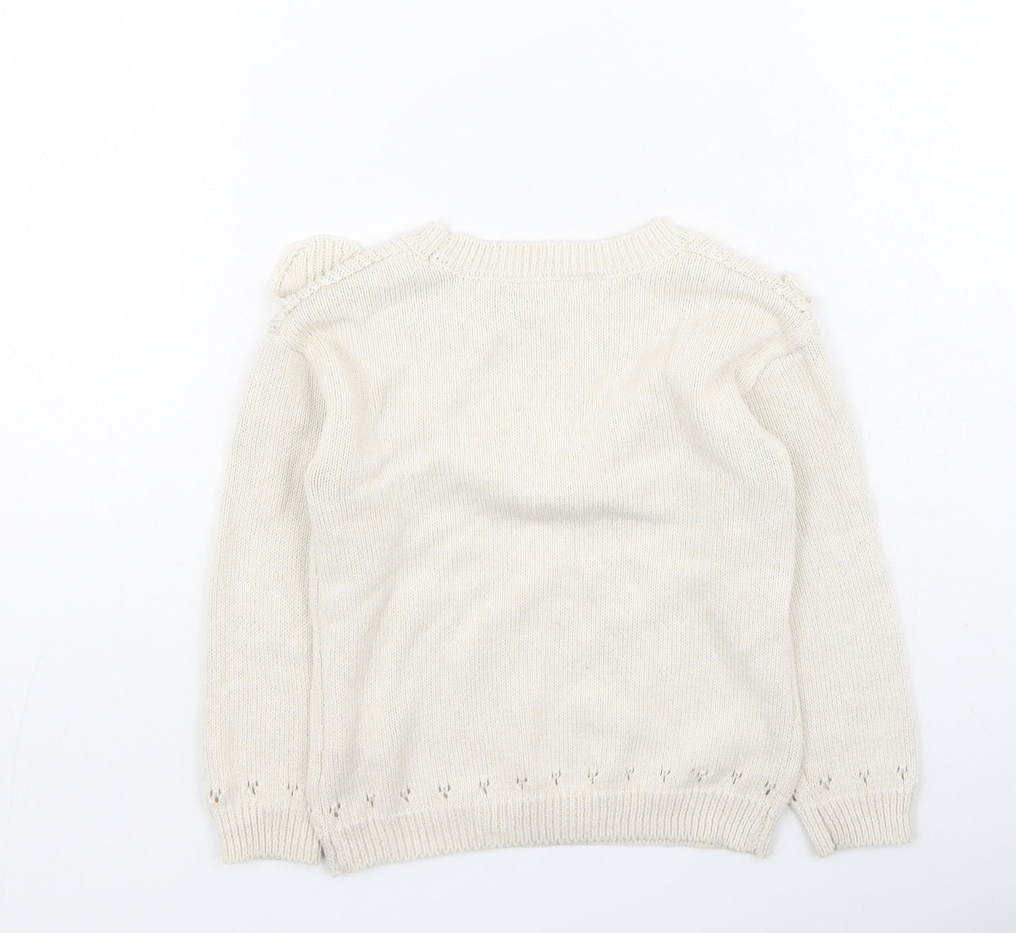 Primark Girls Beige Round Neck  Cotton Pullover Jumper Size 3-4 Years