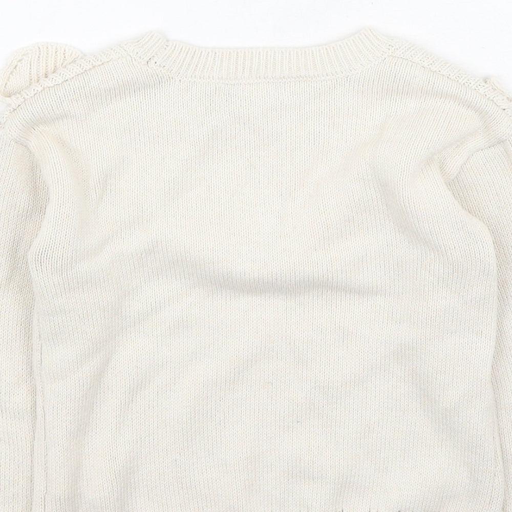 Primark Girls Beige Round Neck  Cotton Pullover Jumper Size 3-4 Years