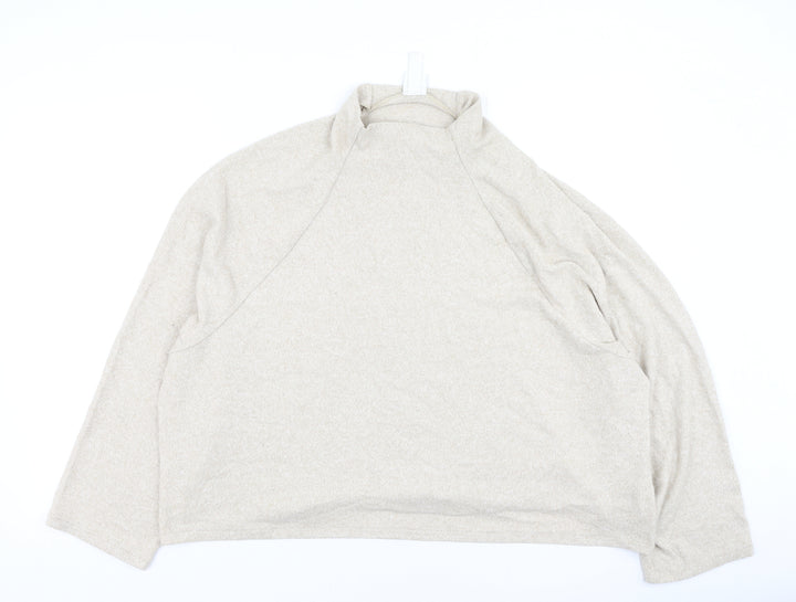 H&M Womens Beige Round Neck  Viscose Pullover Jumper Size XL