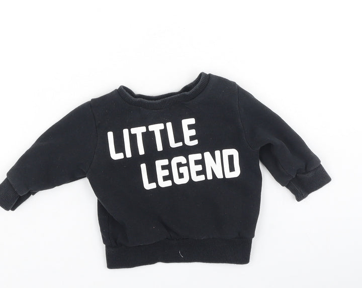 NEXT Baby Black  Cotton Pullover Jumper Size 3-6 Months   - Little Legend