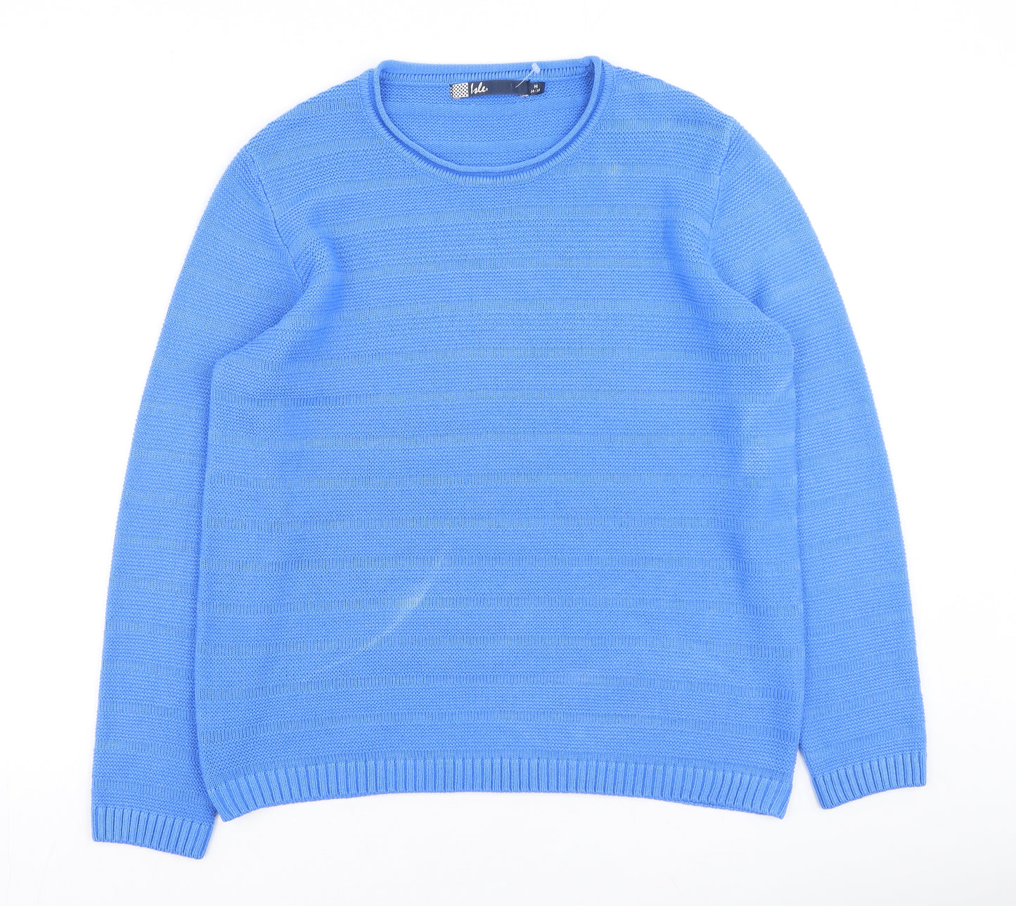 hle Womens Blue Round Neck  Acrylic Pullover Jumper Size M