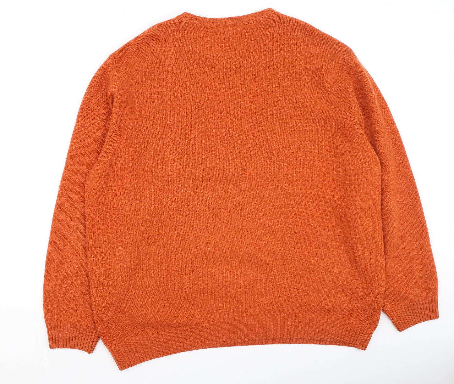 Enzo Lorenzo  Mens Orange Round Neck  Wool Pullover Jumper Size L
