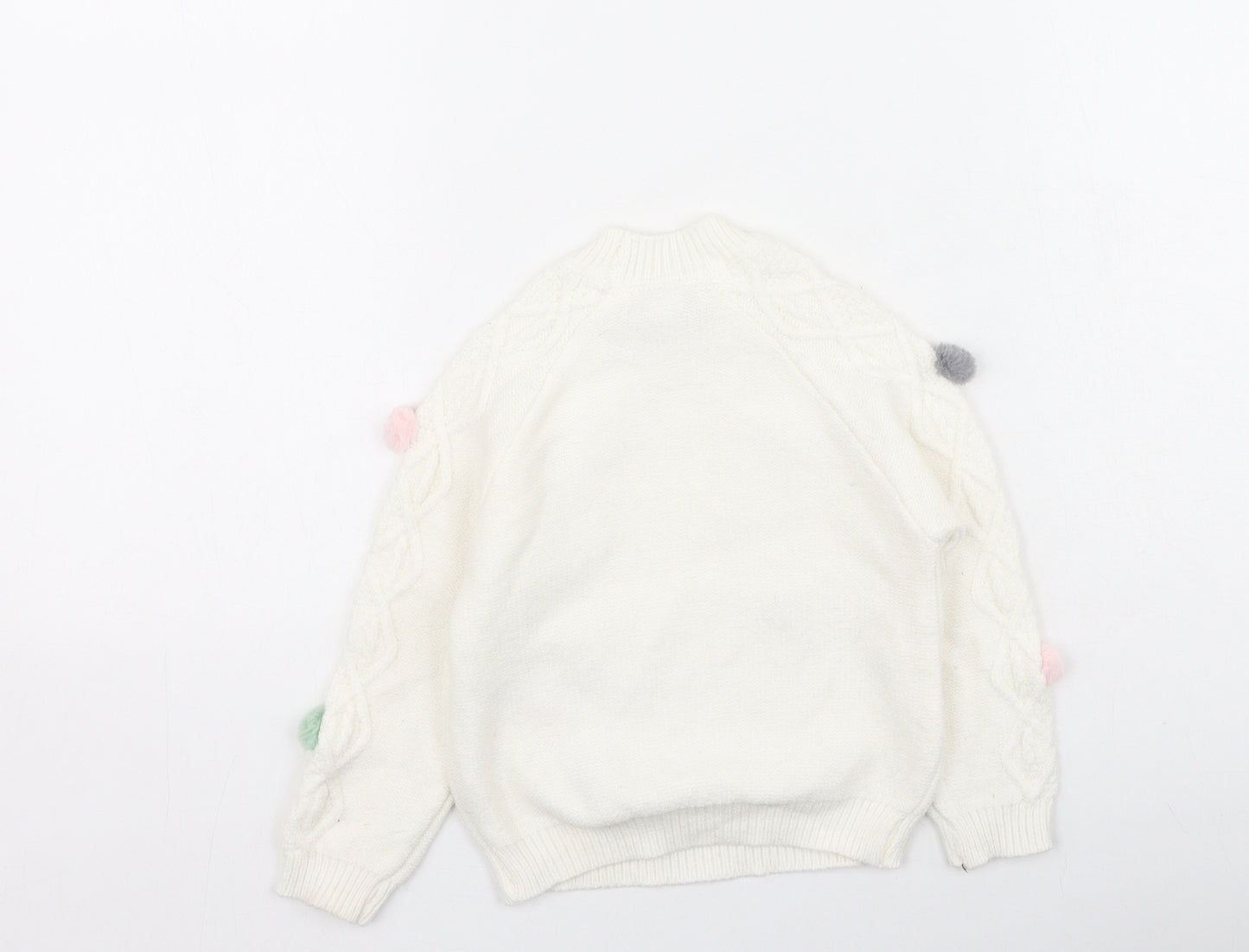 Primark Girls Ivory Round Neck Spotted Viscose Pullover Jumper Size 3-4 Years