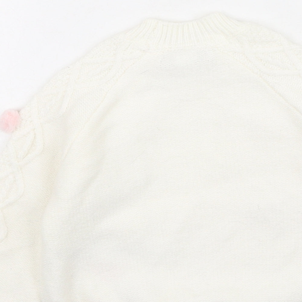 Primark Girls Ivory Round Neck Spotted Viscose Pullover Jumper Size 3-4 Years