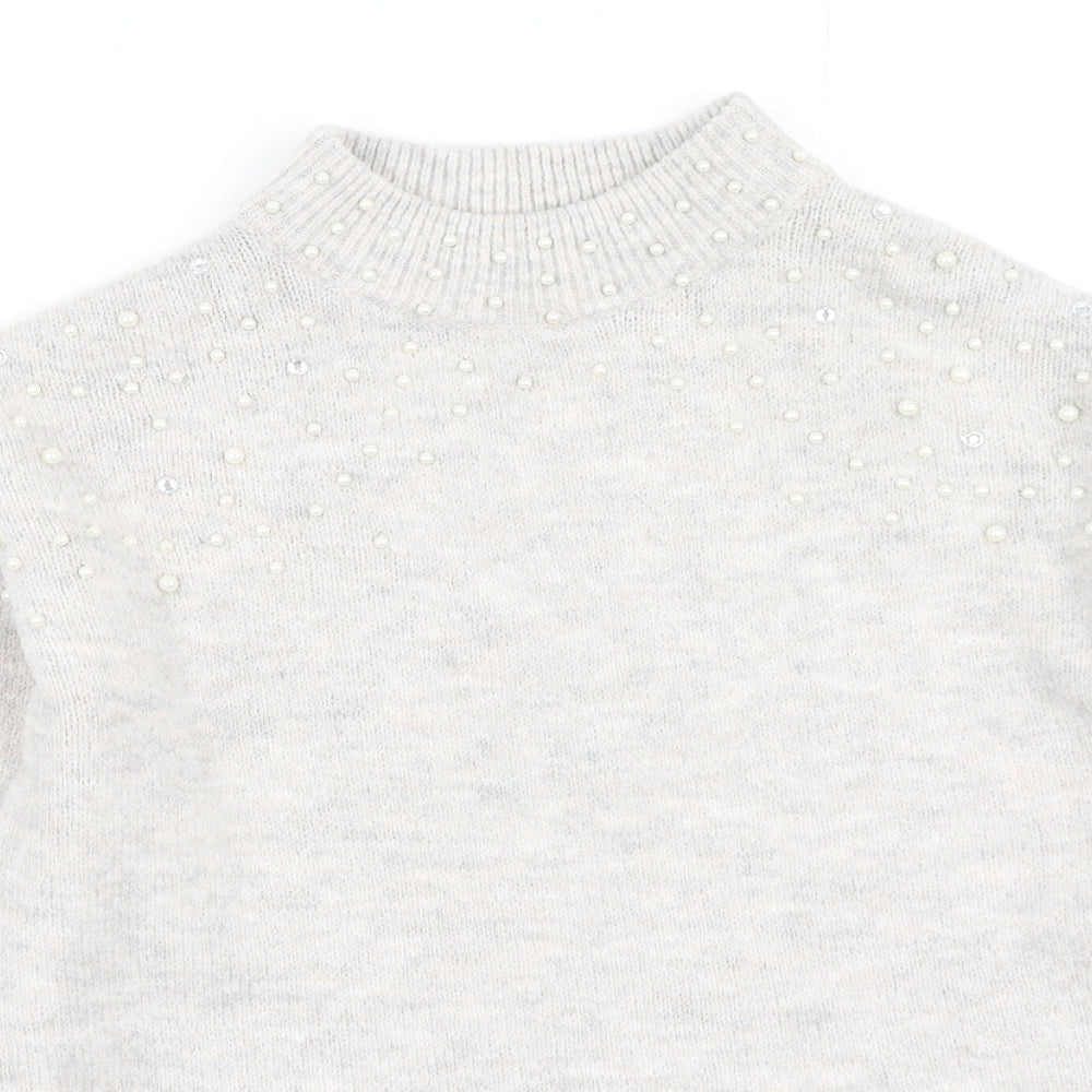NEXT Womens Beige Round Neck  Acrylic Pullover Jumper Size 12