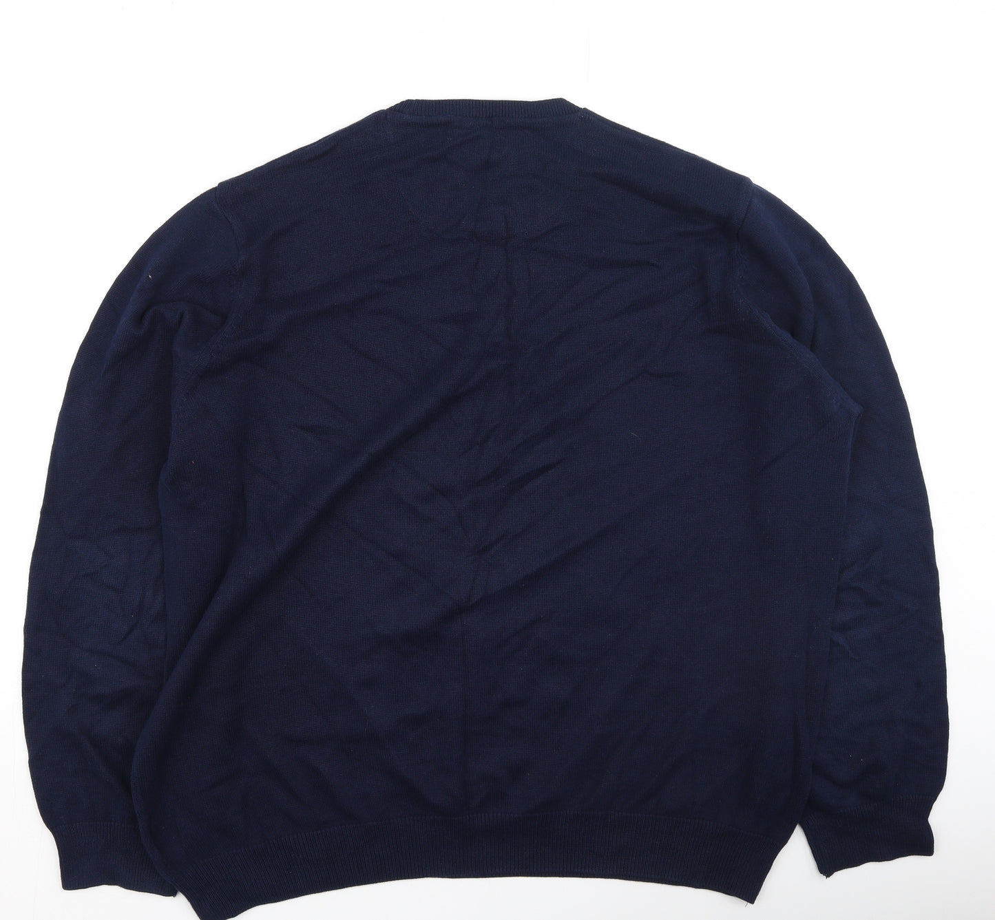 Marks and Spencer Mens Blue V-Neck  Cotton Pullover Jumper Size 2XL