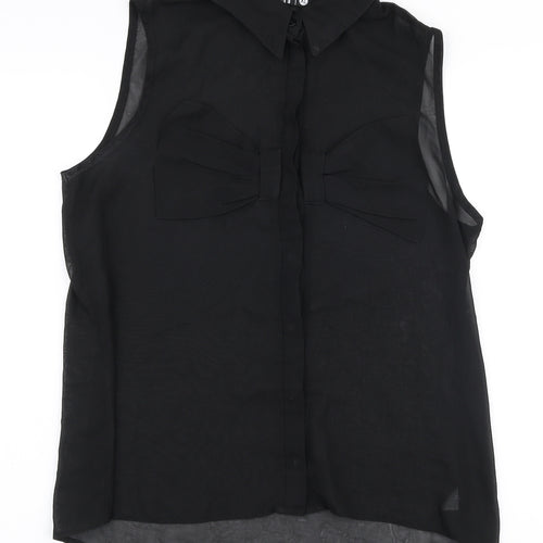 RT Womens Black  Polyester Basic Blouse Size XL Collared