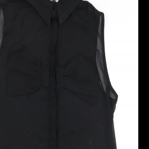 RT Womens Black  Polyester Basic Blouse Size XL Collared