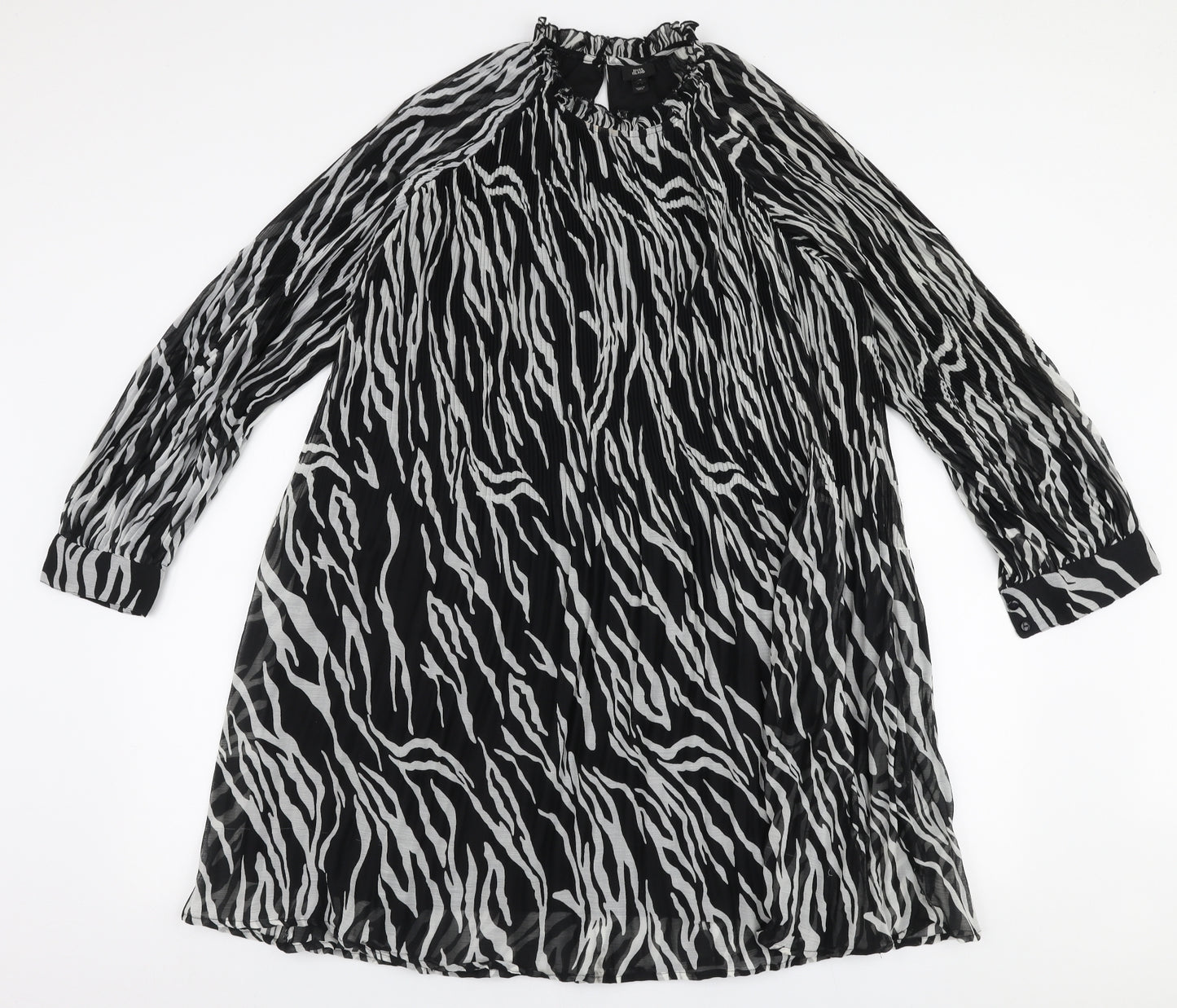 River Island Womens Black Animal Print Polyester A-Line  Size 12  High Neck Pullover