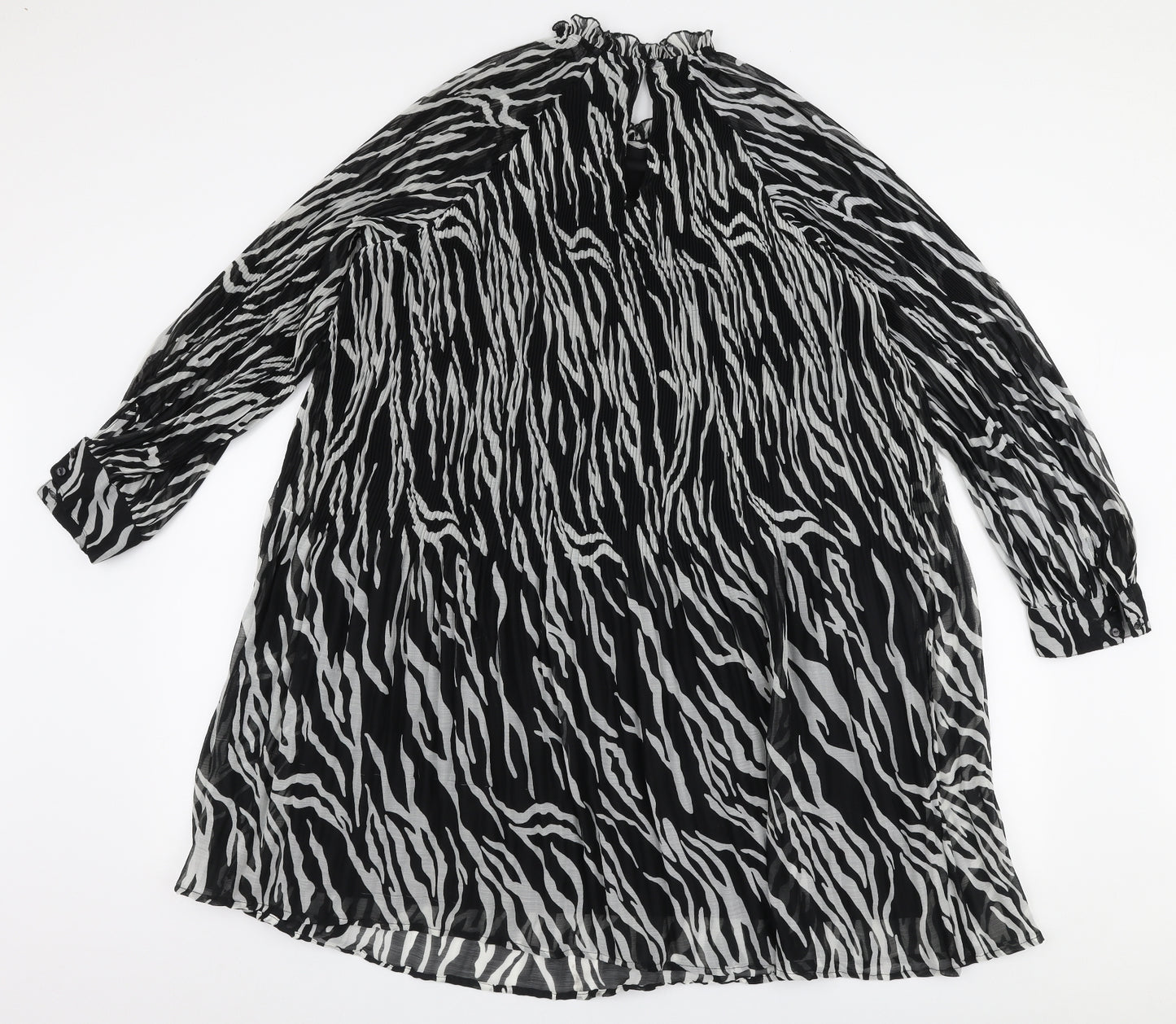 River Island Womens Black Animal Print Polyester A-Line  Size 12  High Neck Pullover