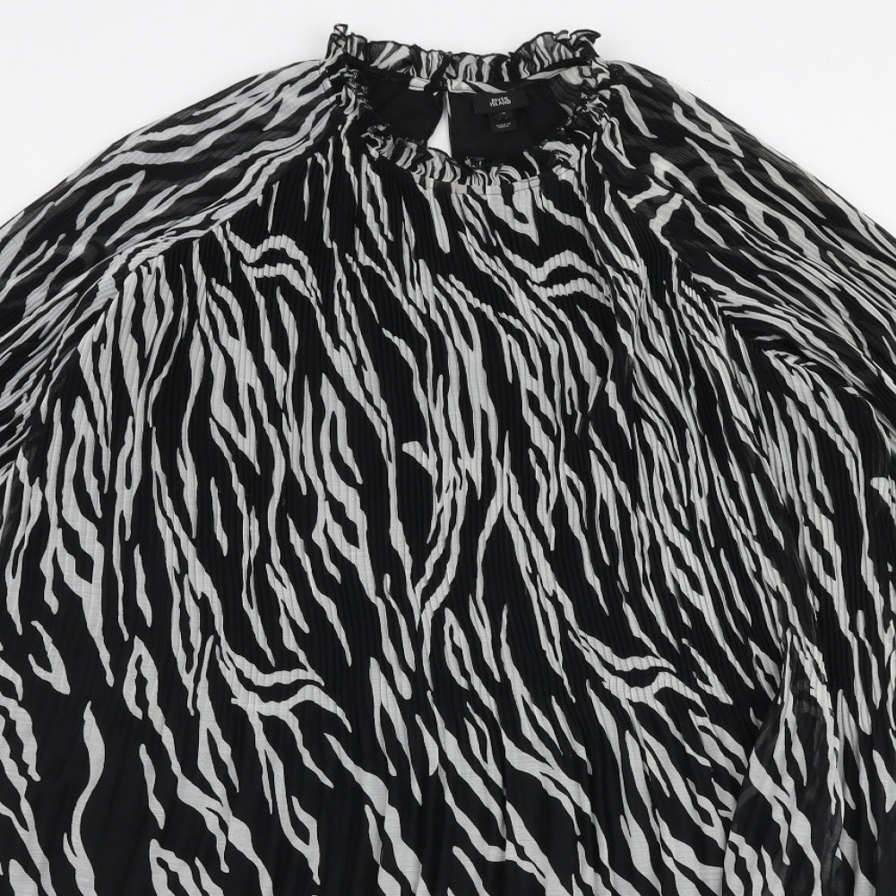 River Island Womens Black Animal Print Polyester A-Line  Size 12  High Neck Pullover