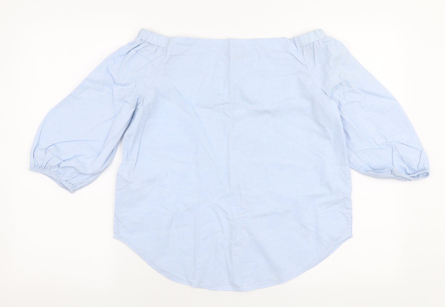 New Look Womens Blue  Cotton Basic Blouse Size 10 Off the Shoulder