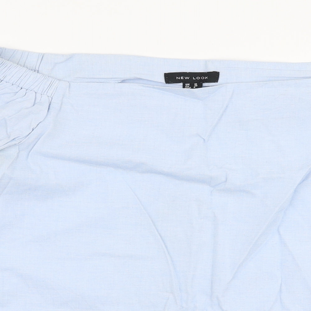 New Look Womens Blue  Cotton Basic Blouse Size 10 Off the Shoulder