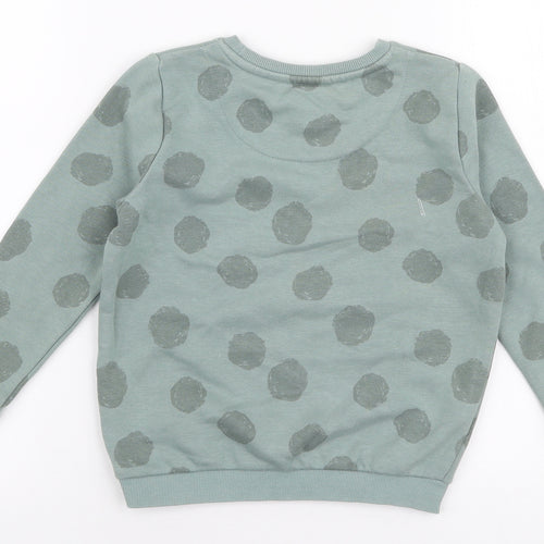 F&F Girls Green Polka Dot Cotton Pullover Sweatshirt Size 4-5 Years  Pullover