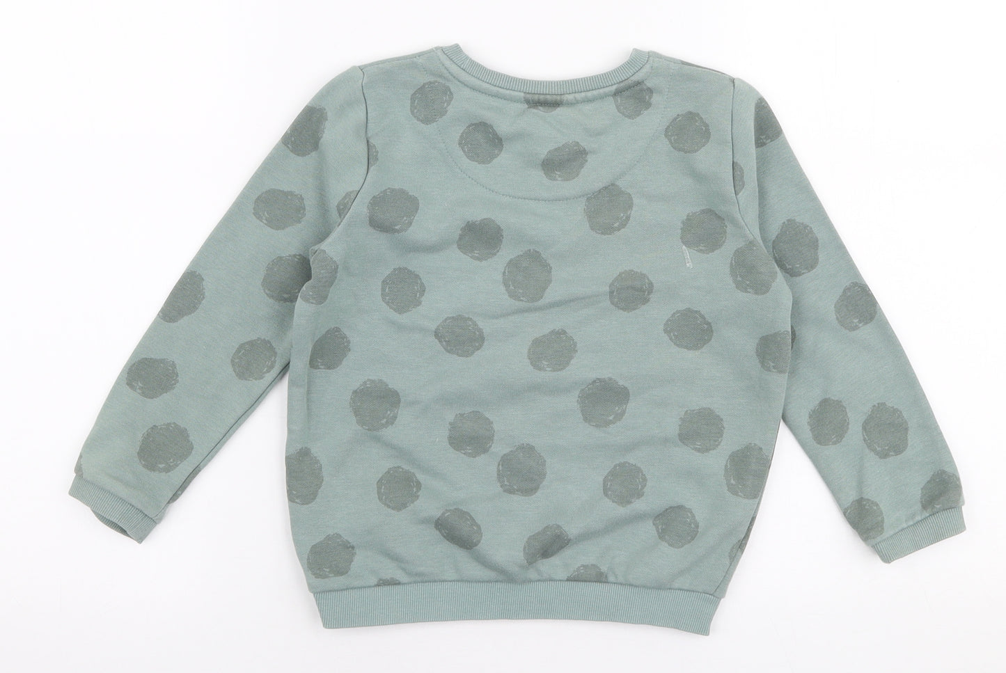 F&F Girls Green Polka Dot Cotton Pullover Sweatshirt Size 4-5 Years  Pullover