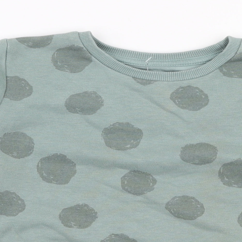 F&F Girls Green Polka Dot Cotton Pullover Sweatshirt Size 4-5 Years  Pullover
