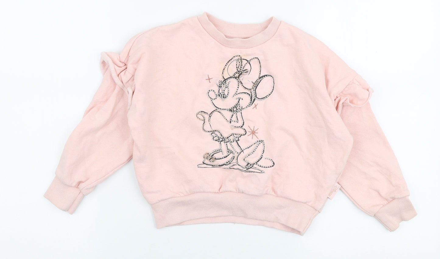 F&F Girls Pink  Cotton Pullover Sweatshirt Size 5-6 Years  Pullover - Disney Minnie mouse