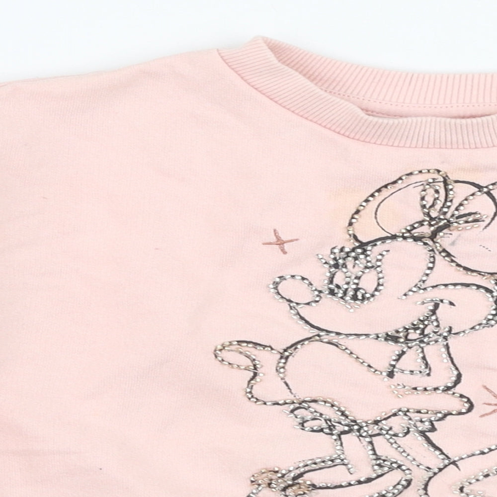 F&F Girls Pink  Cotton Pullover Sweatshirt Size 5-6 Years  Pullover - Disney Minnie mouse