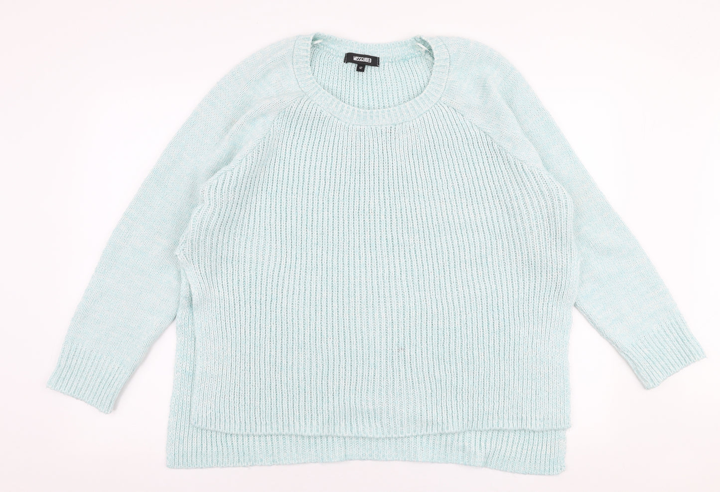 Missguided Womens Blue Round Neck  Acrylic Pullover Jumper Size 12