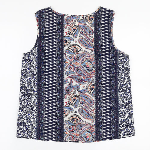 Jaqueline De Yong Womens Multicoloured Paisley Polyester Basic Blouse Size 8 Round Neck