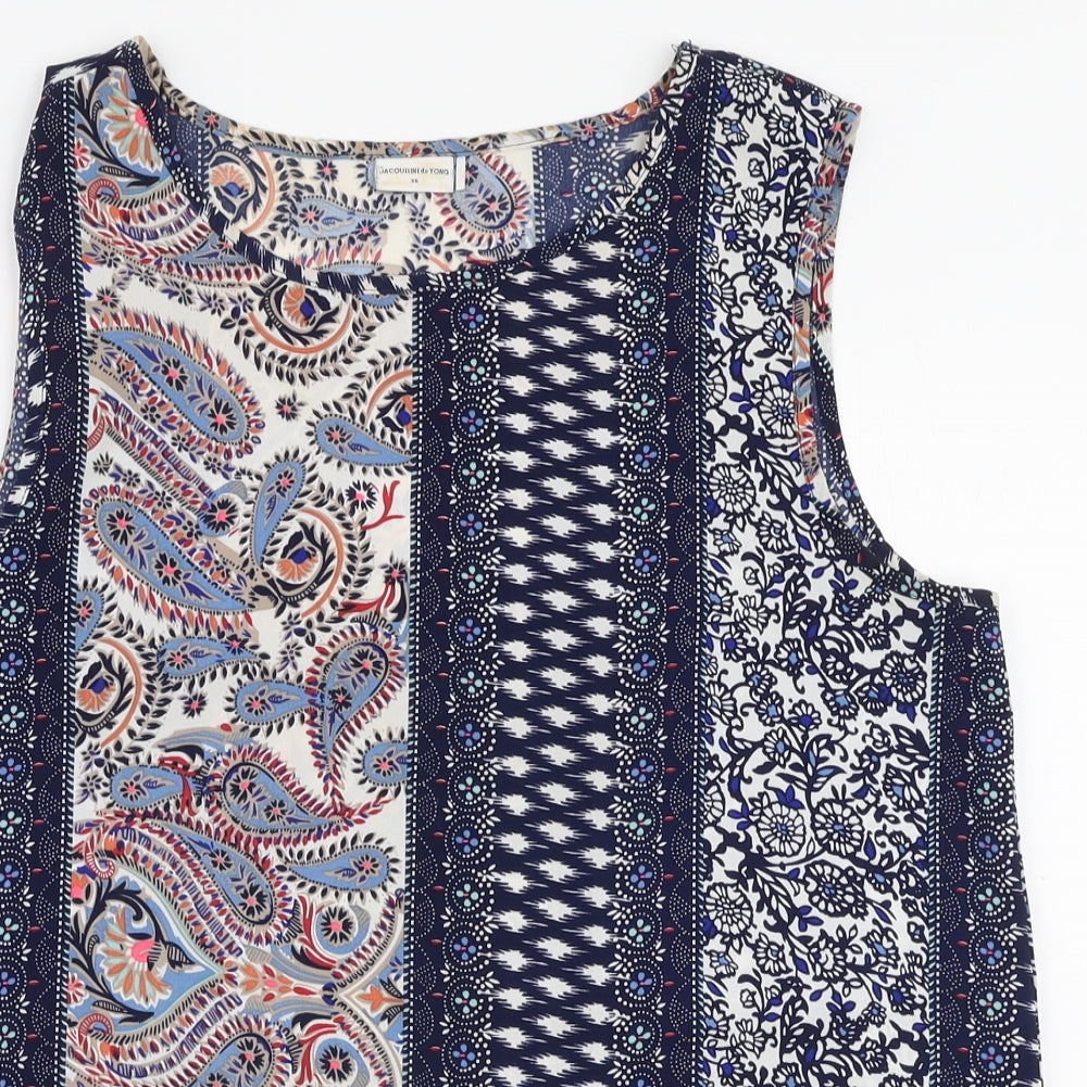 Jaqueline De Yong Womens Multicoloured Paisley Polyester Basic Blouse Size 8 Round Neck