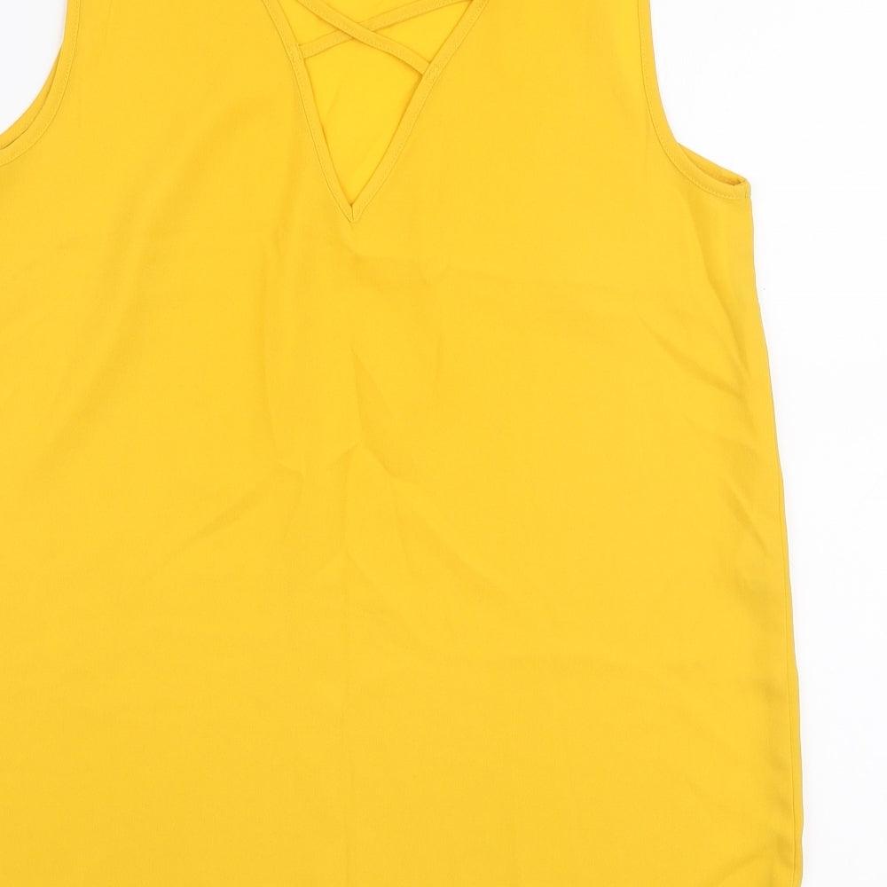 Dorothy Perkins Womens Yellow  Polyester Camisole Blouse Size 10 Round Neck