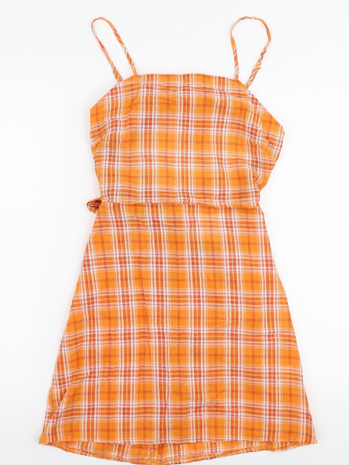 Missguided Womens Red Plaid 100% Cotton A-Line  Size 10  High Neck Tie