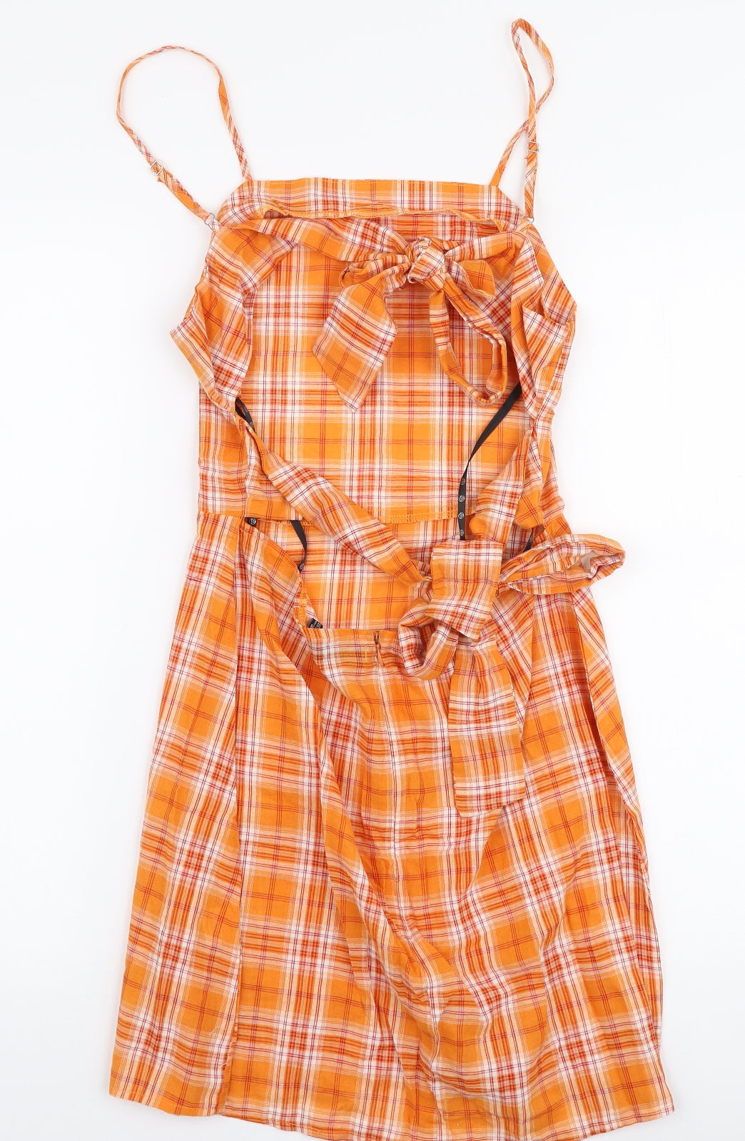 Missguided Womens Red Plaid 100% Cotton A-Line  Size 10  High Neck Tie