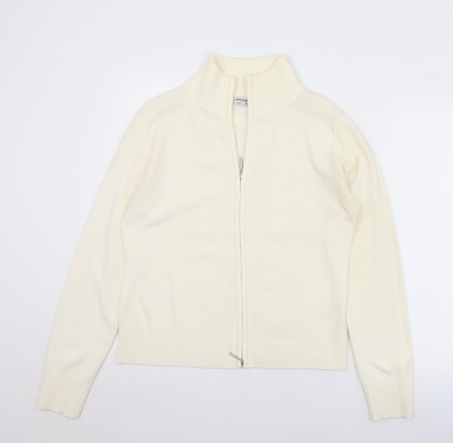 Atmosphere Womens White Collared  Acrylic Full Zip Jumper Size 16   - 16/18