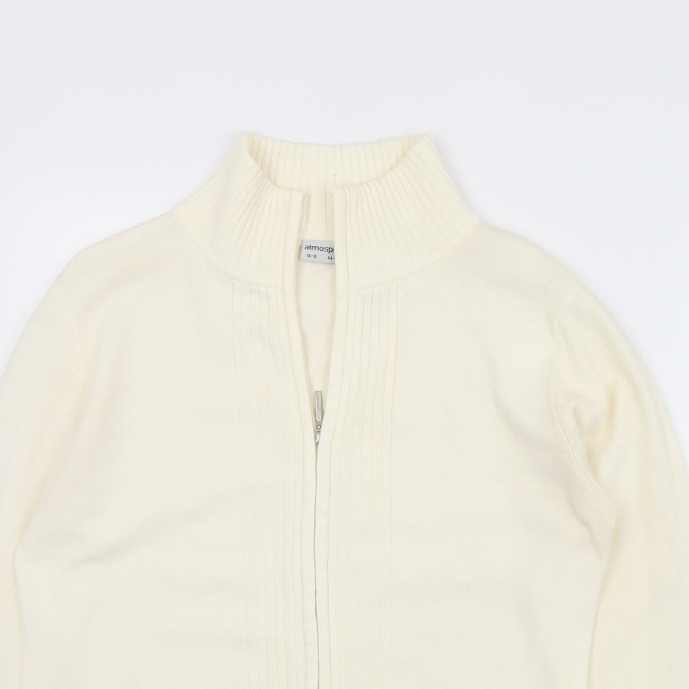 Atmosphere Womens White Collared  Acrylic Full Zip Jumper Size 16   - 16/18