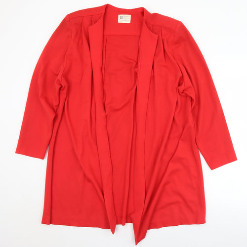 Preworn Womens Red Collared  Polyester Cardigan Jumper Size 14